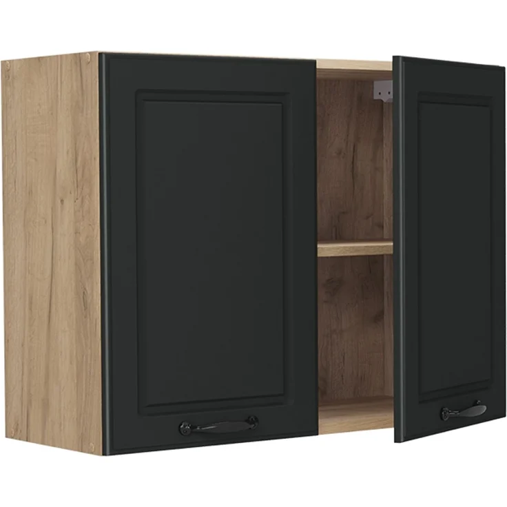 Küchenglasschrank R-Line Anthrazit Landhaus/Goldkraft Eiche 80 cm Vicco – Bild 3