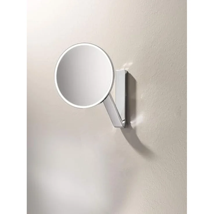 Keuco iLook_Move Kosmetikspiegel, rund, Ø20 cm, 5-fache Vergrößerung, mit Wippschalter, beleuchtet, verchromt, Made in Germany, Unterputz – Bild 5