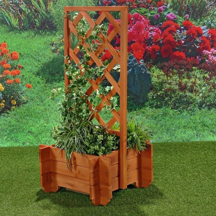 2x Rosenbogen + Pflanzkübel Pergola Spalier Blumenkübel Rankhilfe Torbogen Holz – Bild 3