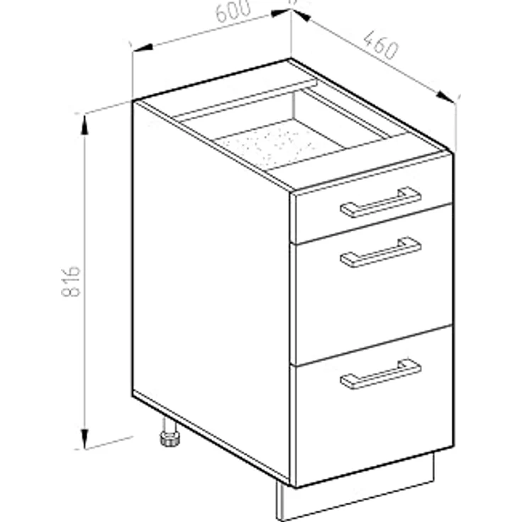 Vicco Küchenunterschrank R-Line, Weiß Hochglanz/Weiß, 60 cm mit Schubladen, AP Eiche – Bild 3
