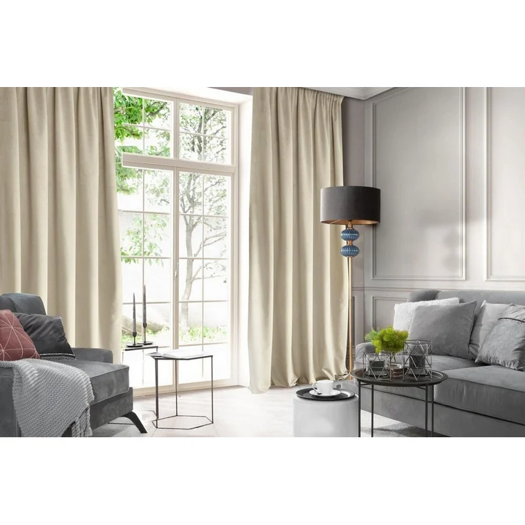 Samtvorhang Velours Vorhänge zum Wohnzimmer Prachtvoll Elegant beige 140x270 cm Kräuselband – Bild 5