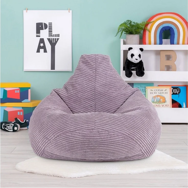 Icon Sitzsack-Sessel Flauschig „Dalton“ für Kinder, Lila, Cord, Kindersitzsack, Groß, Sitzsack Kinder mit Füllung – Bild 2