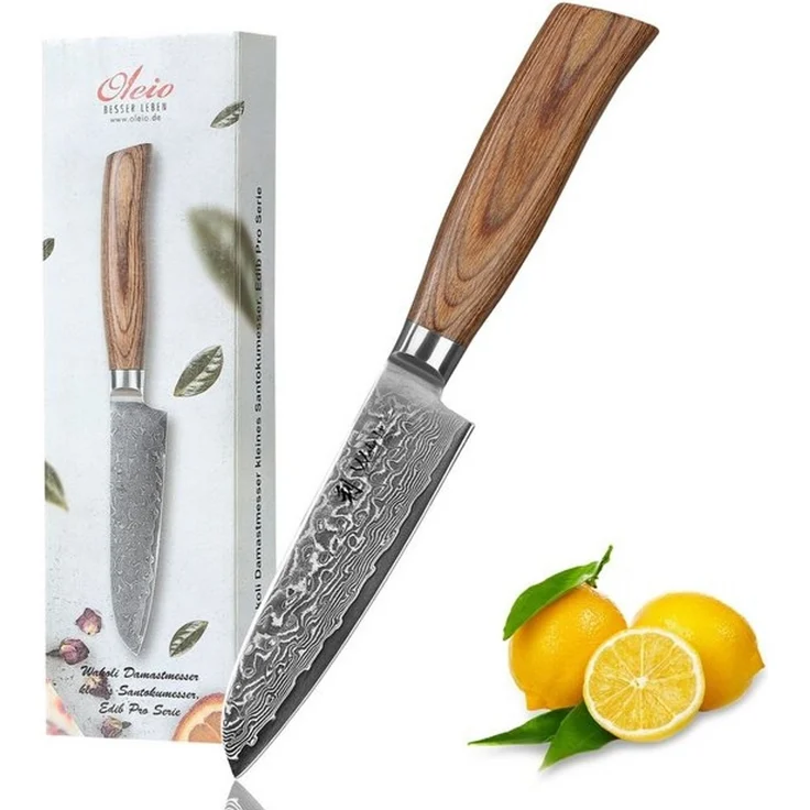 Wakoli Santokumesser EDIB Pro Damast Santoku Messer I Küchenmesser Kochmesser I 11cm Klinge, 67 Lagen Damaststahl, VG-10 Stahlkern – Bild 4