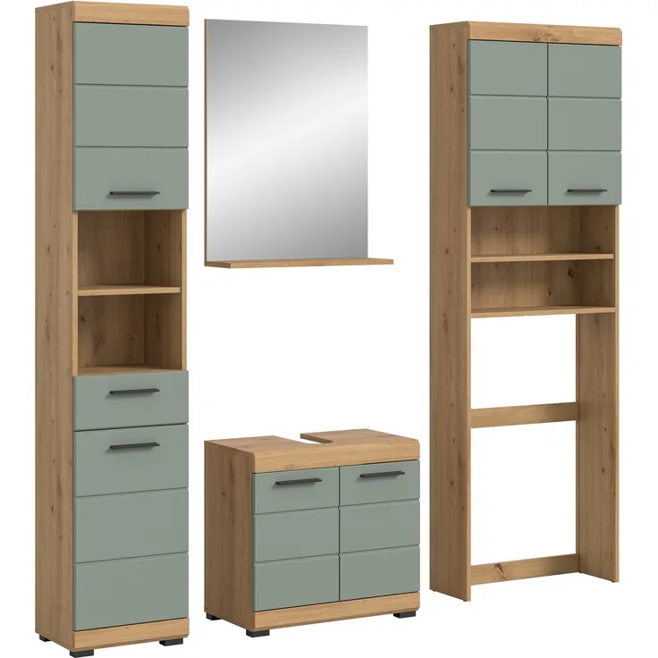 Xonox Scout Badkombination (B/H/T: 190x191x34 cm) in Salbei und Artisan Eiche Nachbildung