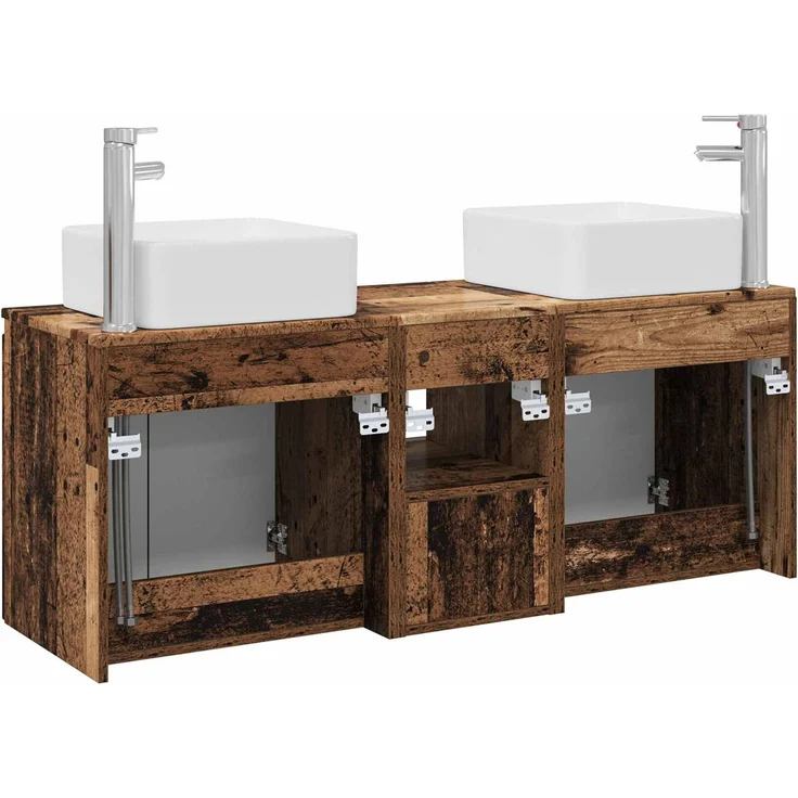vidaXL Badezimmerschrank-Set 3 stk. Altholz 129 x 41 x 80 cm 3405645 – Bild 8