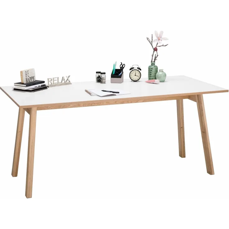 Schreibtisch, weiß-eiche, 160x80 cm