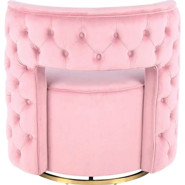 Glamouröser Samt-Polsterstuhl Rosa & Gold – Eleganter Sessel mit Komfort – Bild 3