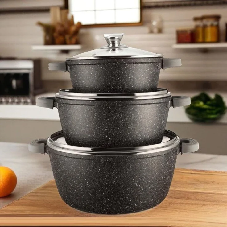 6-tlg Kochtopfset mit Deckel ø36cm/ø40cm/ø44cm - geeignet für alle Herdarten – Bild 5