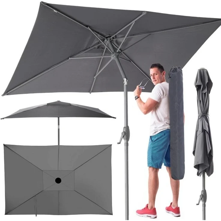TOM Sonnenschirm mit Kurbel 140x210cm Rechteckig inklusive Kühltasche, Tragetasche, 34mm Standrohr, 180 g/m² Polyester – Bild 4