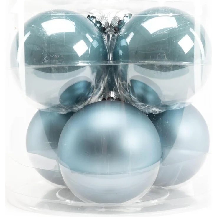 TrendLine Weihnachtskugeln Glas Ø80mm 6Stk dämmerungsblau Christbaumkugeln Xmas – Bild 2