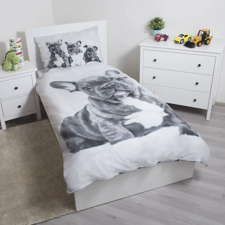 Bulldog Baumwolle Bettwäsche – Bettbezug 140x200 cm & Kissenbezug 70x90 cm – Bild 2