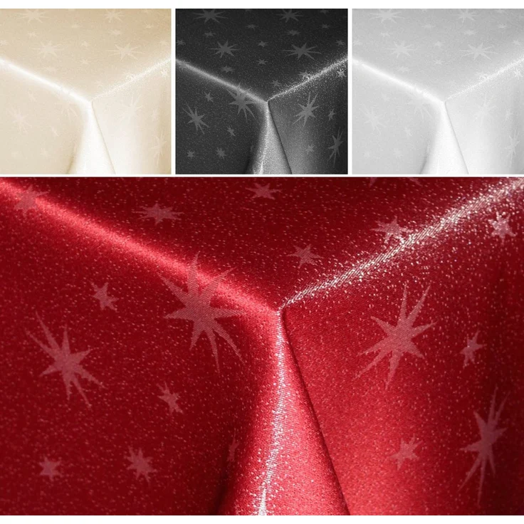 Haus und Deko Tischdecke Tischdecke Weihnachten Lurex Sterne eckig Tischdecken Advent Weihnacht (1-tlg) – Bild 4