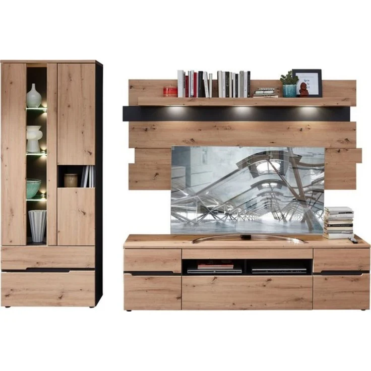 Vitrine MEMPHIS Artisan Eiche Graphit Nachbildung – Bild 4