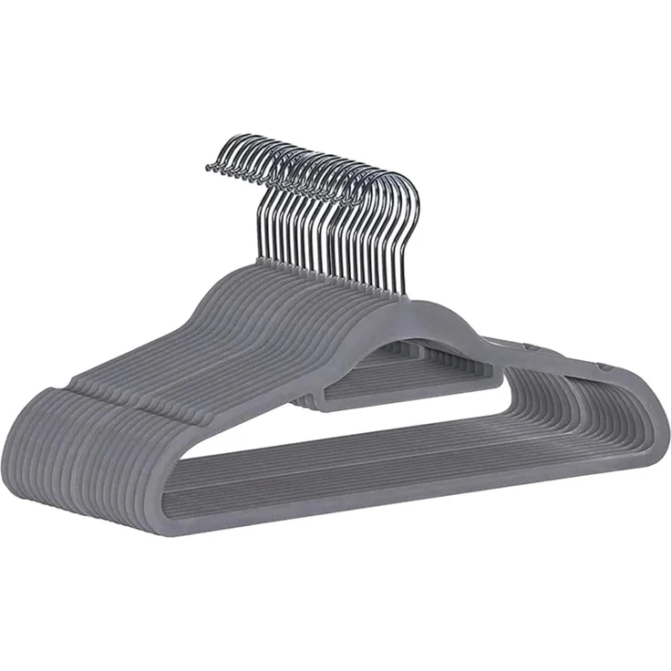 RUHHY 22535 Kleiderbügel 20 Stück - grau, antirutsch, Velours – Bild 1