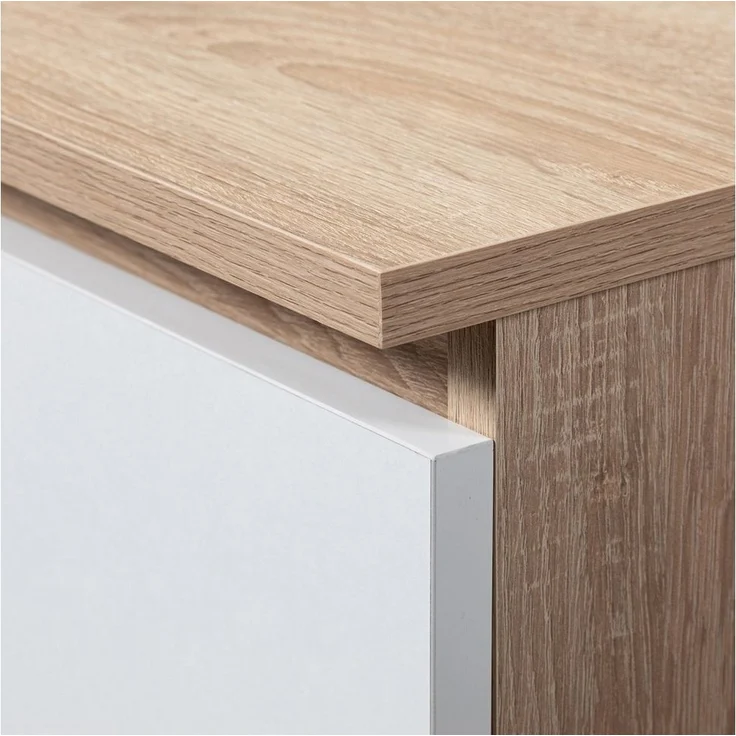 Home Collective Kommode mit drei Schubladen, 57 cm hoch und 60 cm breit, Wohnzimmer, Schlafzimmer, Flur, Sideboard, Highboard, viel Stauraum, sonoma weiß – Bild 2