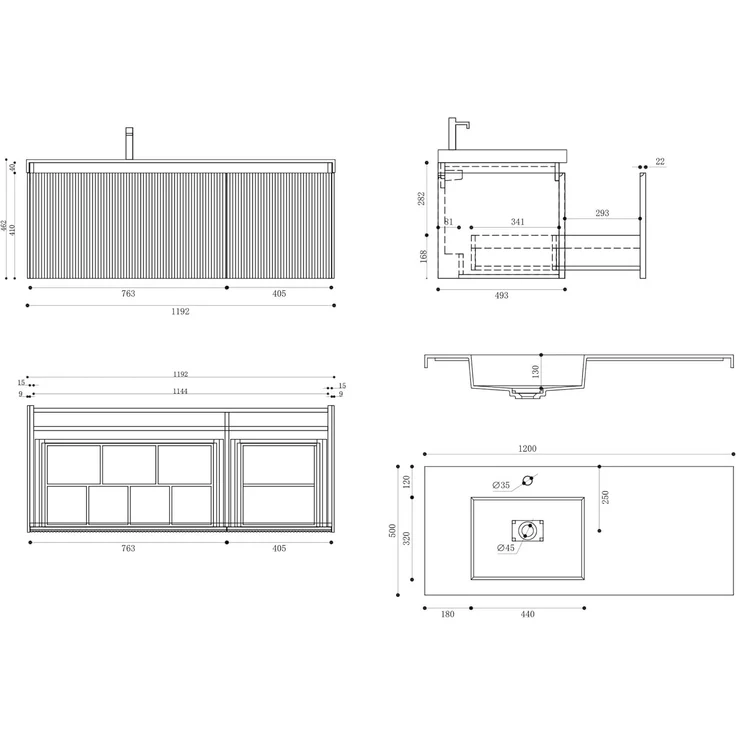 doporro Badmöbel-Set Mineraguss Waschbeckenunterschrank Badezimmermöbel Soft-Close Santa – Bild 7