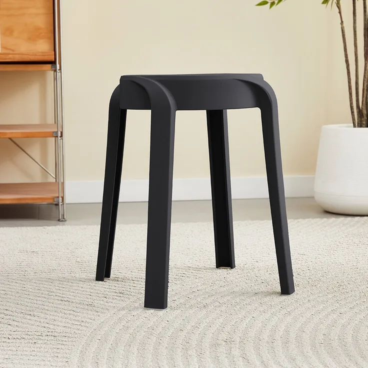 HOME DELUXE Hocker stapelbar NIVO – Schwarz, 10er Set