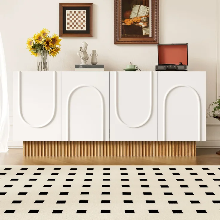 Moderner Sideboard 160x75x38 cm mit 4 Türen – eleganter Schrank für Wohnzimmer & Essbereich