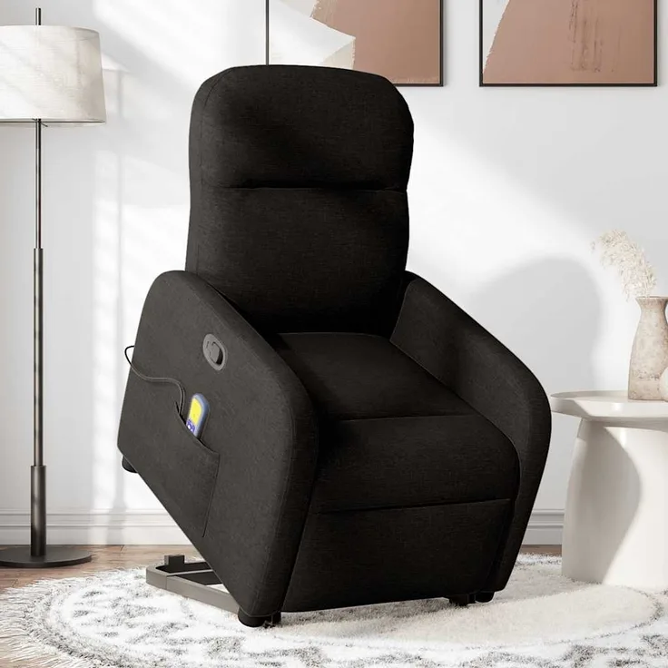 vidaXL Massagesessel mit Aufstehhilfe Schwarz Stoff 3302984