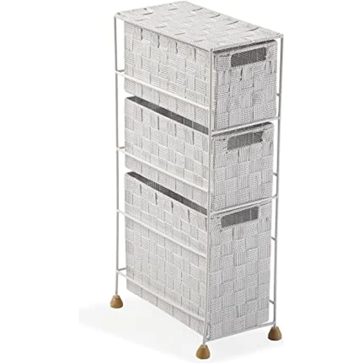 Versa Mannheim Möbel für das Bad, Schubladeneinheit mit 3 Schubladen zum Organisieren, Moderne und unterhaltsame Aufbewahrung, Maßnahmen (H x L x B) 57 x 28 x 15,5 cm, Nylon, Farbe: Weiß – Bild 1
