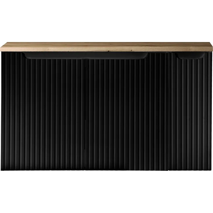 Waschtisch-Unterschrank 100cm, in schwarz mit Eiche, NEWPORT-56-BLACK