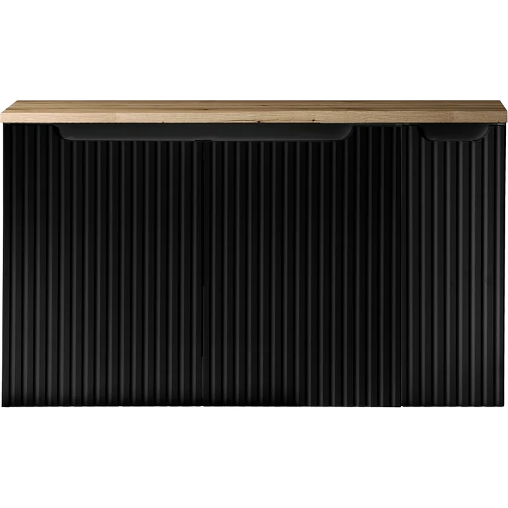 Waschtisch-Unterschrank 100cm, in schwarz mit Eiche, NEWPORT-56-BLACK – Bild 1