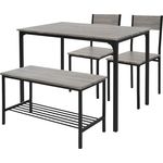 ML-DESIGN Esstisch-Set, Grau, Holzwerkstoff, 70x86.5x110 cm, mit 2 Stühlen und Bank, modernes Design für Esszimmer und kleinere Räume