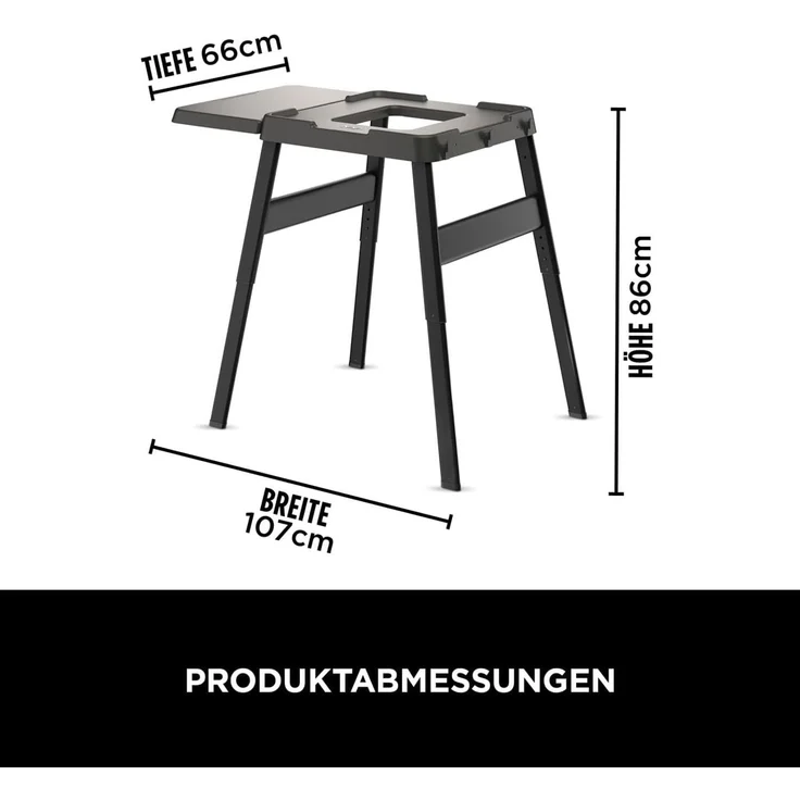Ninja Woodfire höhenverstellbarer Ständer mit Seitentisch für Woodfire Elektrogrills, Stahl / Plastik Schwarz, 66 x 86 x 107 cm – Bild 6
