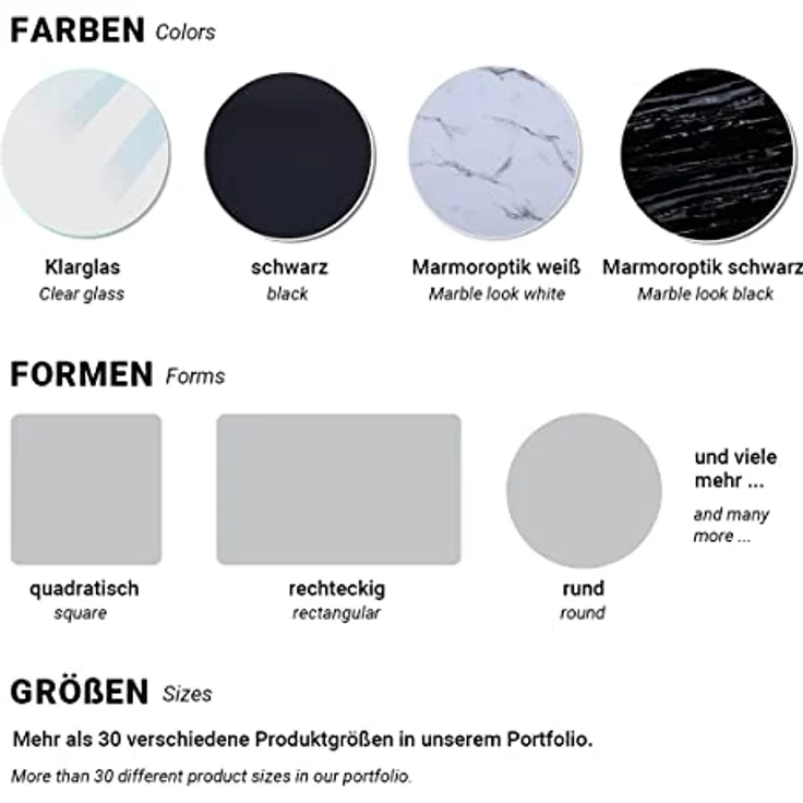 HOOZ Tischplatte aus Glas 60 x 60 x 0,6 cm oder als Funkenschutzplatte für den Kamin (Klarglas, 1 St, ESG-Sicherheitsglas), mit hochwertigem Facettenschliff – Bild 8