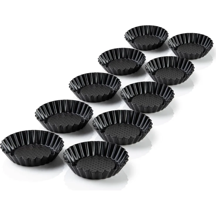 Grizzly Tarteform 10er Mini Tartelette Förmchen Ø 11 cm, Antihaft, Backformen Set, (10-tlg), Für Mini Obstboden, Mini Torteletts & Mini Tarte – Bild 1