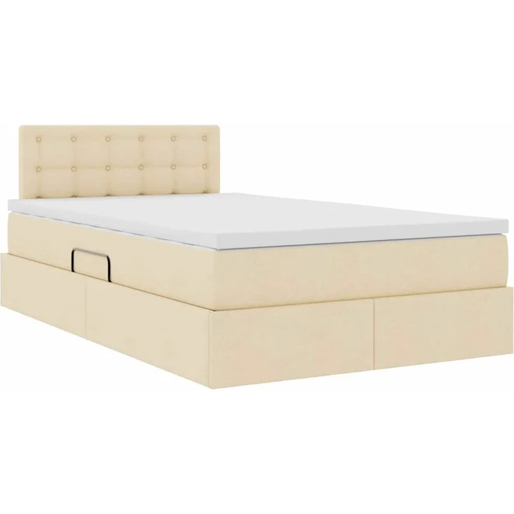 vidaXL LED-Speicherbett mit Matratze Creme 120 x 190 cm Stoff 3371260 – Bild 6