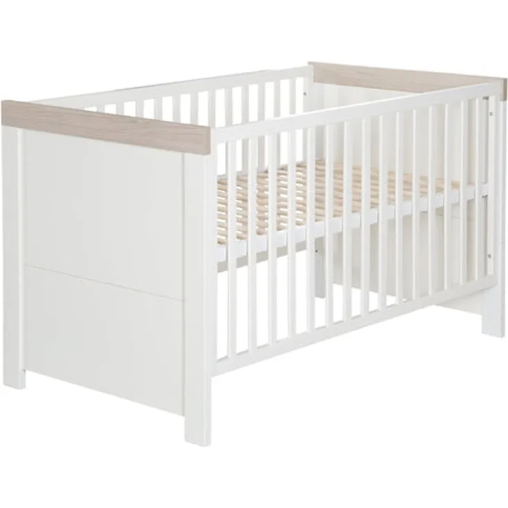 roba Kinderzimmerset 'Lucy' 2-teilig - Bett 70 x 140 - Wickelkommode breit - Weiß / Luna Elm
