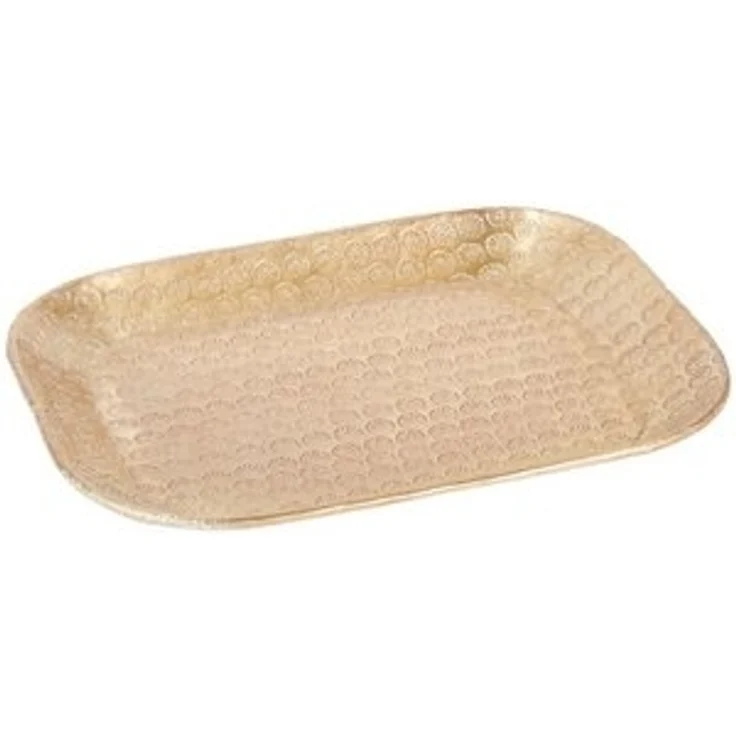 Marrakesch Orient & Mediterran Interior Dekotablett Tablett Kerzentablett Skandinavisch Janshir Gold 28cm Eckig, Handarbeit – Bild 6