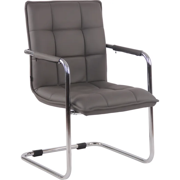 Besucherstuhl TORINO - Kunstleder Grau 57x64x89 cm Silber | Besucherstühle Konferenzstuhl Wartezimmerstuhl Bürostühle Bürostuhl Konferenzraum