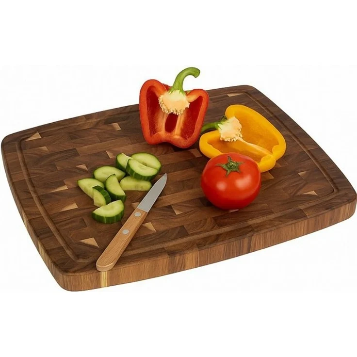 Koopman Schneidebrett Holzbrett Küchenbrett Servierbrett Akazie 46x36cm, Holz, (1-St), Saftrille, Stabil & Langlebig, Naturholz, Verformungsbeständig, Braun – Bild 4