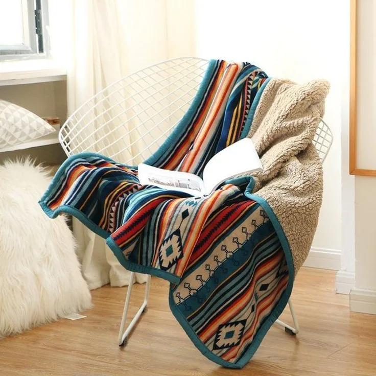 Wolldecke Kuscheldecke zweiseitige Decke, flauschig & weich Sofadecke, Wohndecke, TUWENA, Coral-Fleece-Überwurf Couchdecke warme, Fleecedecke, Bunte Streifen