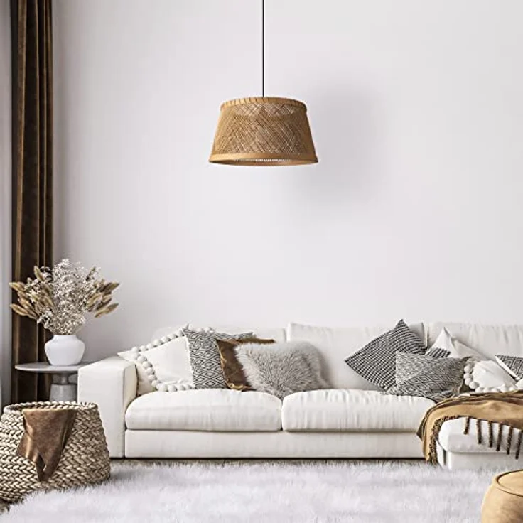 Paco Home Deckenlampe Bambus Hängeleuchte Boho, Vintage Korblampe Natur (Ø42 cm), E27 Fassung, inklusive Dübel und Schrauben – Bild 2