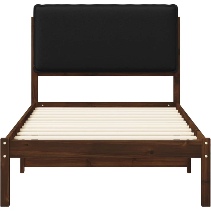 vidaXL Bettgestell mit gepolstertem Kopfteil Dunkelbraun und Schwarz 903954 – Bild 4