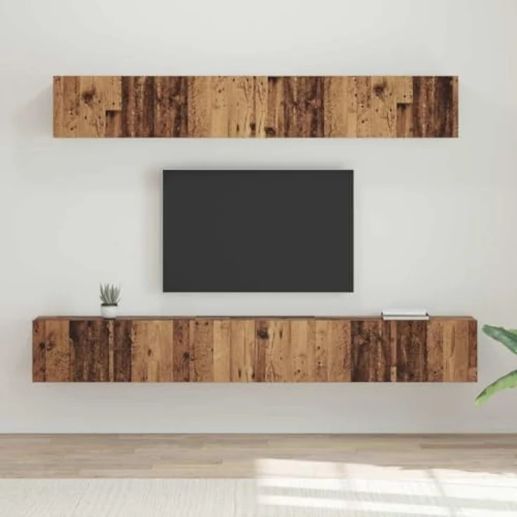 vidaXL TV-Schrankset Wandmontiert 5 pcs Altholz Holzwerkstoff 3393384 – Bild 3