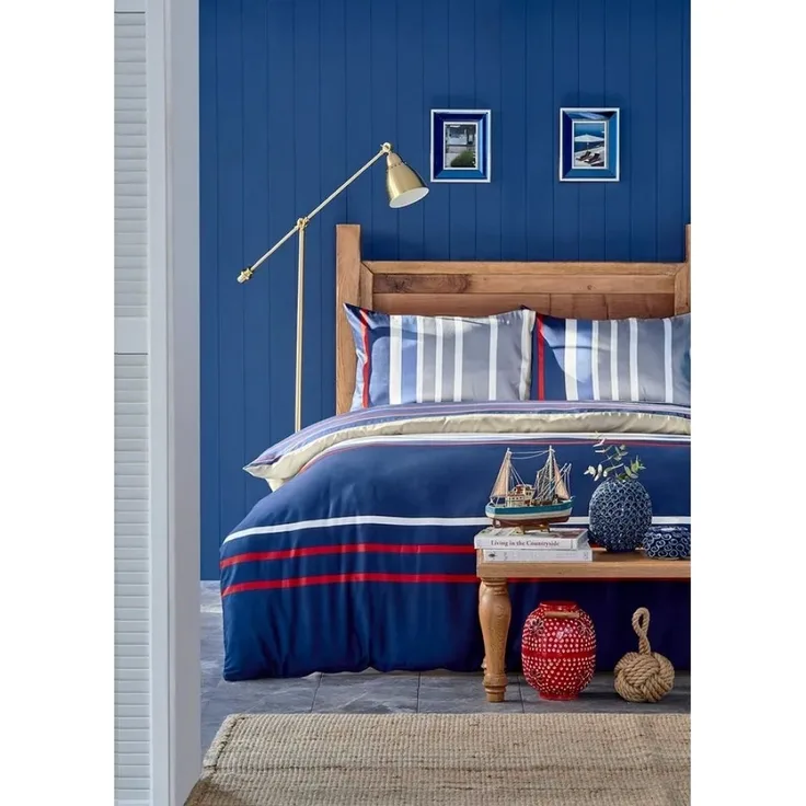 Karaca Home Bettwäsche Nautica Bradford Einzel Bettbezugsset, 135x200, 80x80