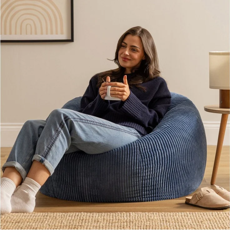 Icon Kingston Sitzsack Cord, Denimblau, 2er Pack, Sitzsack Erwachsene mit Füllung, Bean Bag, Cord Sessel, Lounge Sessel, Lounge Stuhl, Schlafzimmer, Wohnzimmer, Wohnzimmer Möbel – Bild 2