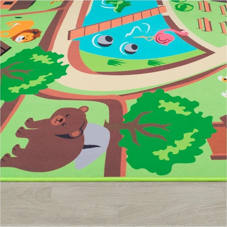 Paco Home Kinderteppich Bino 563, rechteckig, Höhe: 4 mm, Kurzflor, Straßen-Spiel-Teppich, Motiv Zoo, Kinderzimmer – Bild 2