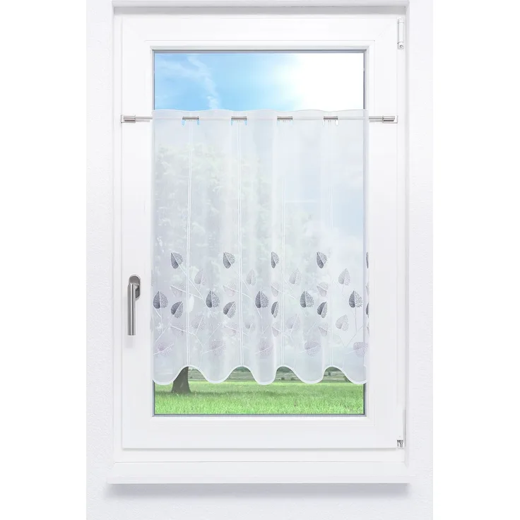 Scheibengardine Lysel - Designblätter (Bx H) 96cm * 70cm Grau/Grau