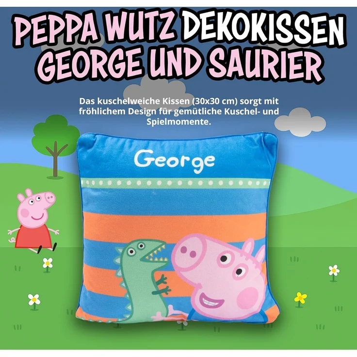 United Labels® Dekokissen Peppa Wutz - George Schorsch, 30 x 30 cm – Bild 2