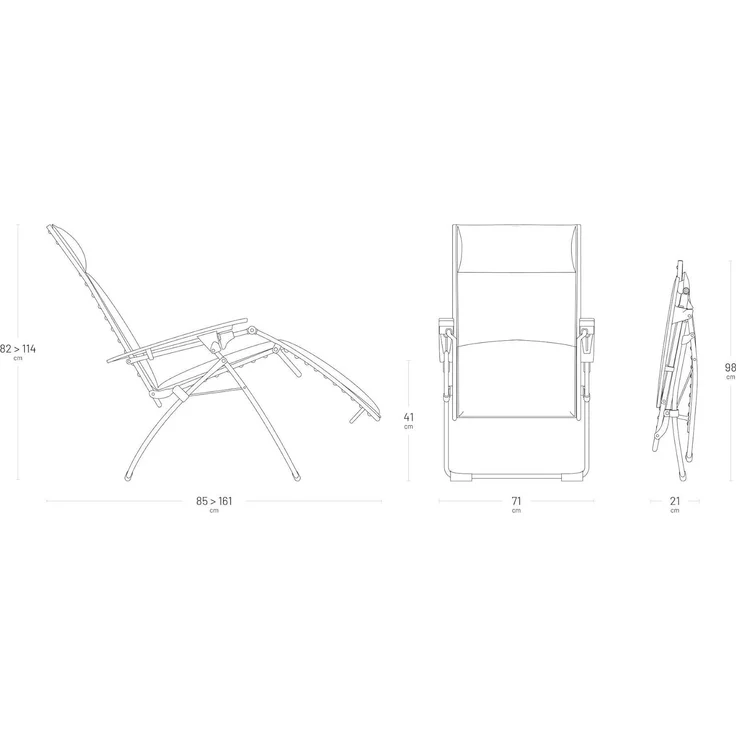 RELAX All-in-One Gartenliege, Sessel LFM5361, Bezug 9952 Ash grey Gestell Titane inkl. Dach+ Bezug – Bild 2