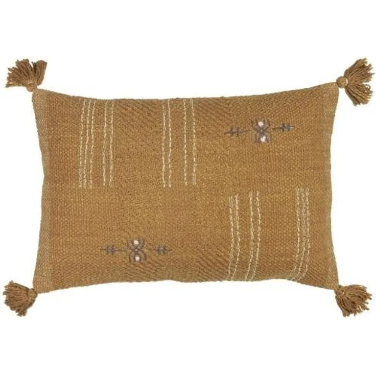 Ib Laursen Kissenbezug Sada Cognac mit Stickerei und Quasten (40x60 cm) 6429-54