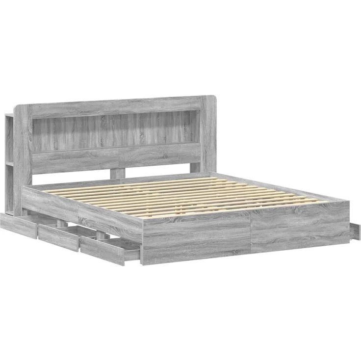 vidaXL Bettgestell mit Stauraum und Kopfteil Sonoma-Grau 180 x 200 cm 3434066 – Bild 4