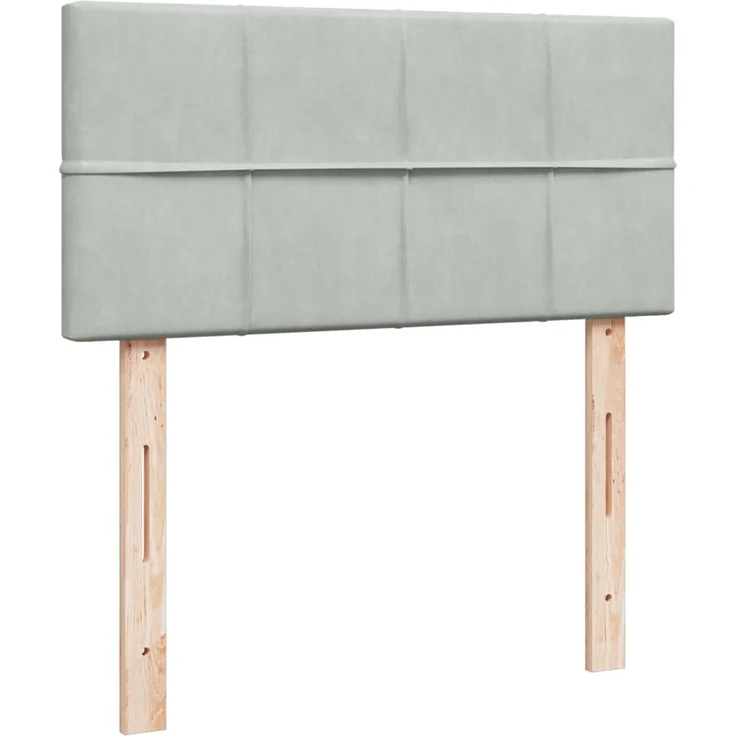 vidaXL Boxspringbett mit Matratze Hellgrau 90x200 cm Samt 3286222 – Bild 8