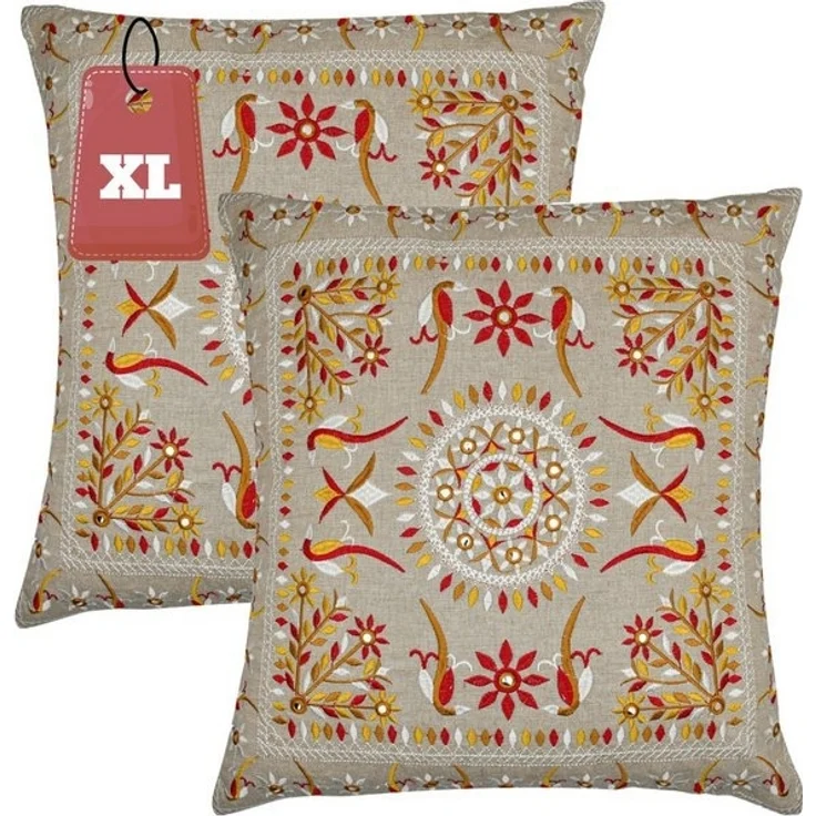Marrakesch Orient & Mediterran Interior Zierkissen 2er Set Kissenbezug Handgefertigt Lodge Rot 50x50cm, Boho Deko, (2 St) – Bild 4