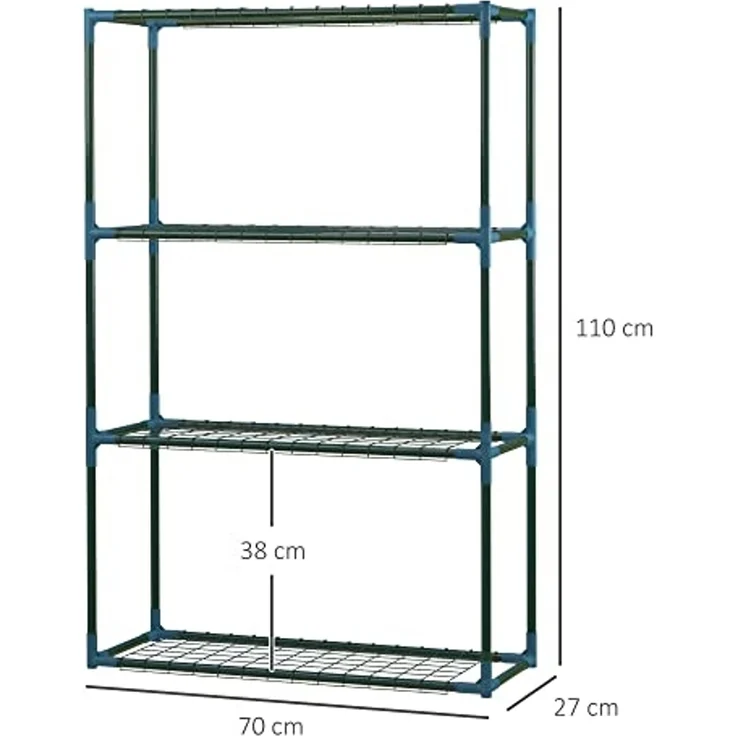 Outsunny Pflanzentreppe Blumenständer, Blumenregal mit 4 Regalböden, kombinierbar (Pflanzenregal, 2 St, Pflanzenständer), für Garten, Balkon, Grün – Bild 7
